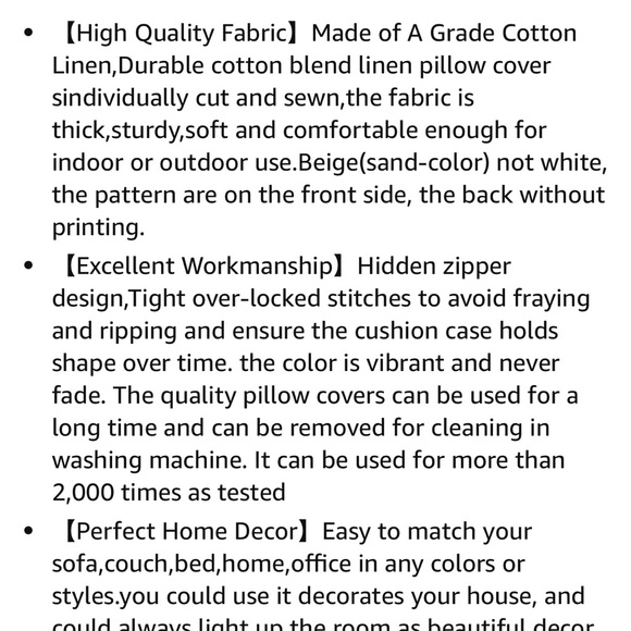 Set of 6 farmhouse style cushion covers 18” square with zipper closure - Picture 7 of 9